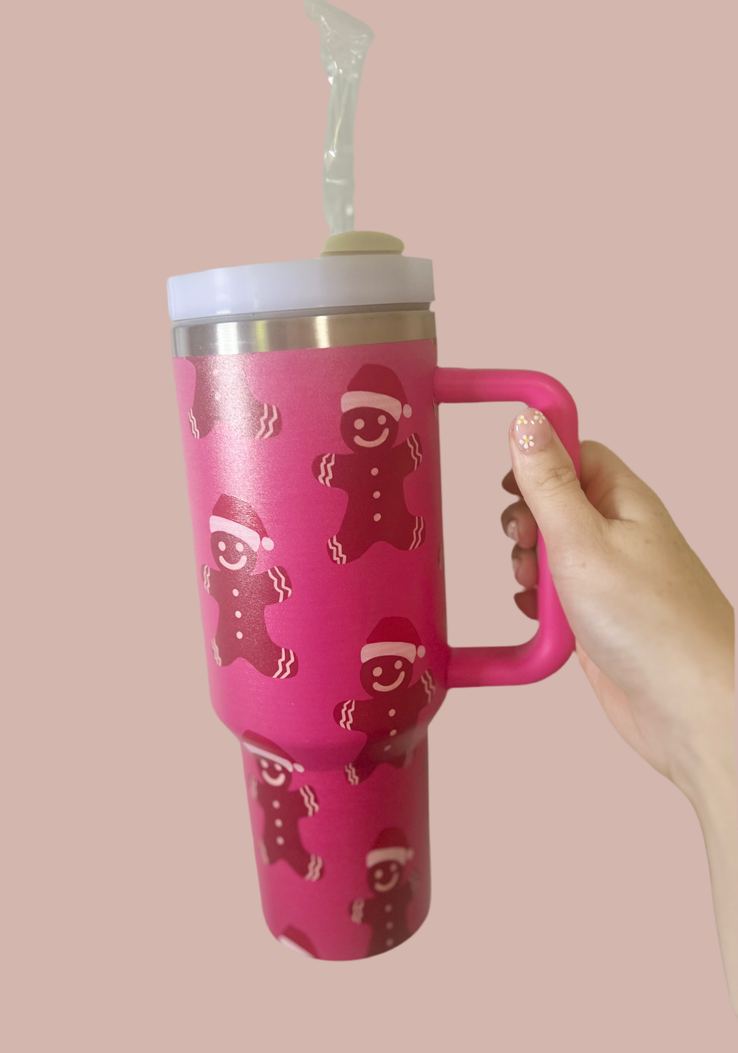 Pink Gingerbread Christmas Tumbler