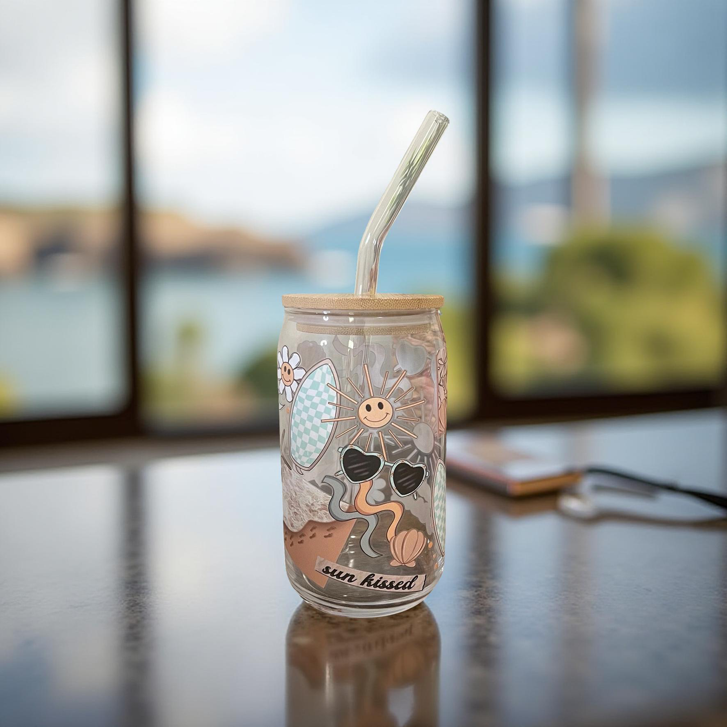 Beach Vibes Glass Cup