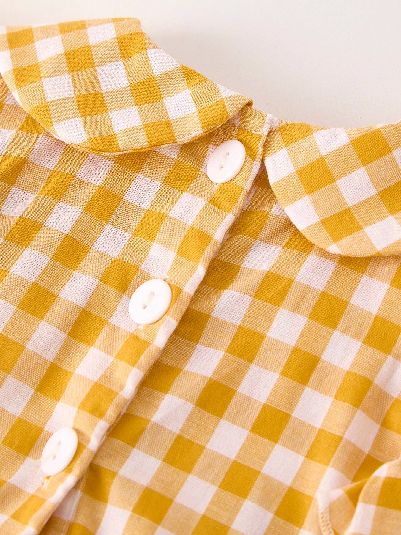 Autumn Thanksgiving Yellow Plaid Turkey Pumpkin Embroidery Smock Girl Dress