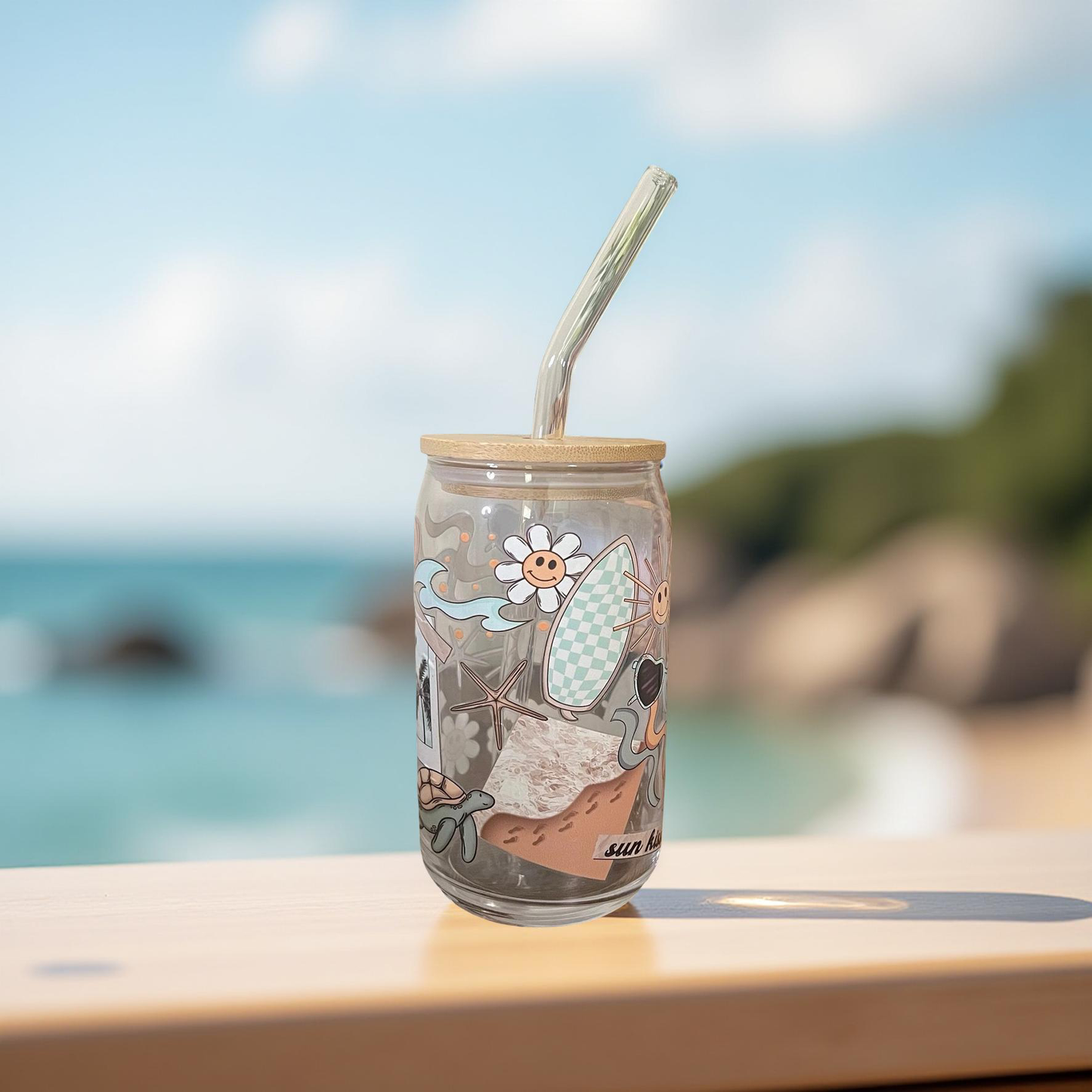 Beach Vibes Glass Cup