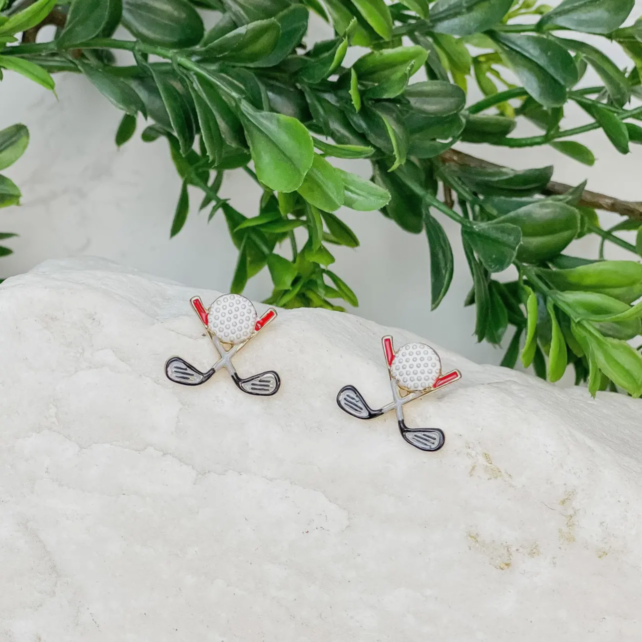 Golf Clubs Enamel Stud Earrings