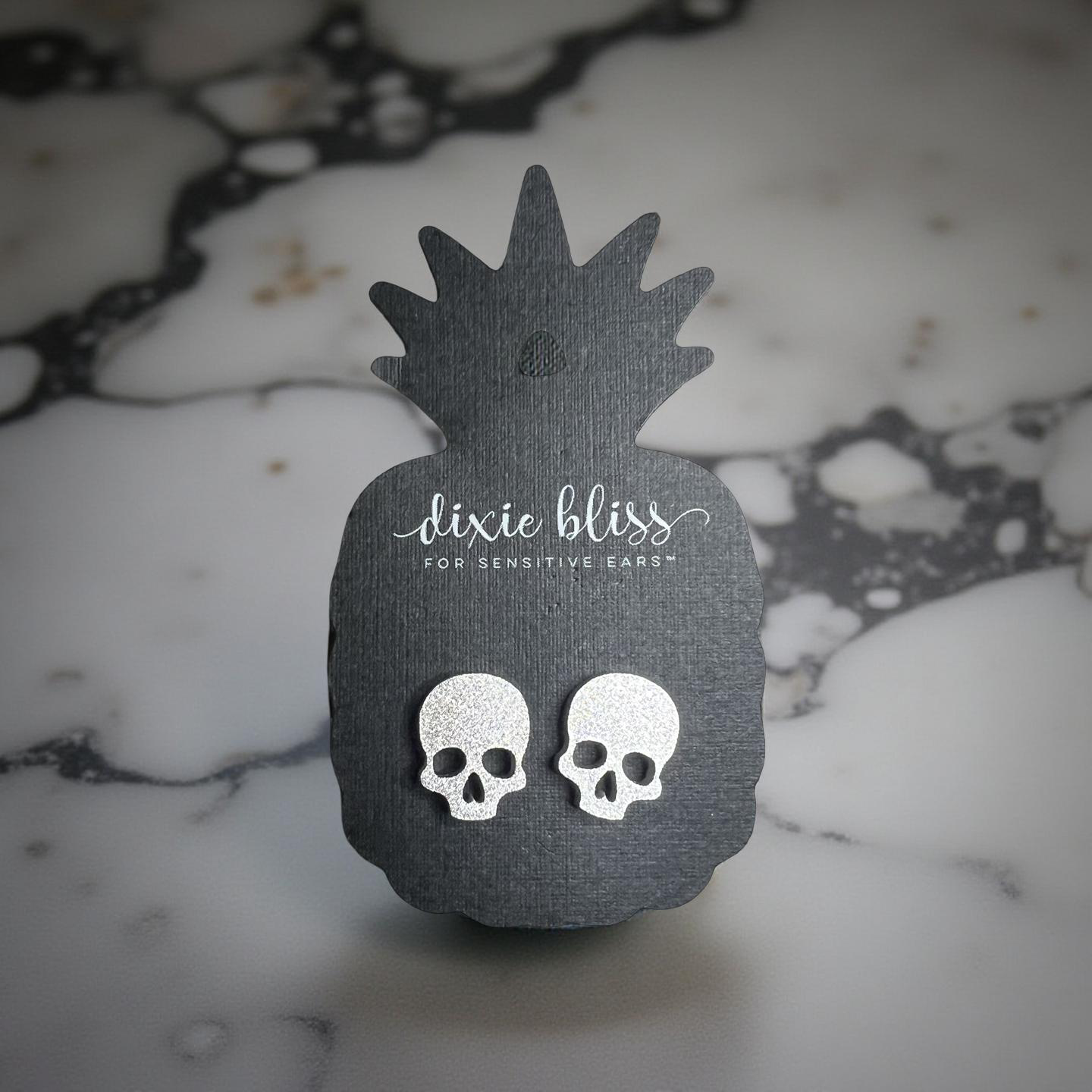Gray Glitter Stud Skulls