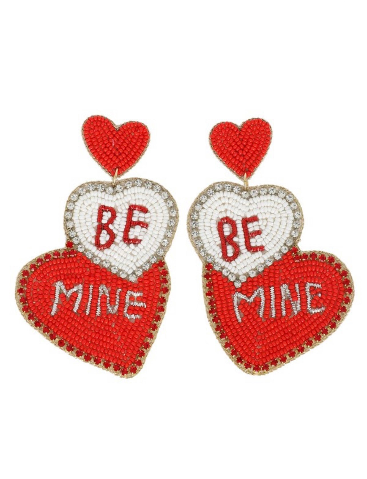 Be Mine Valentine Heart Beaded Earrings