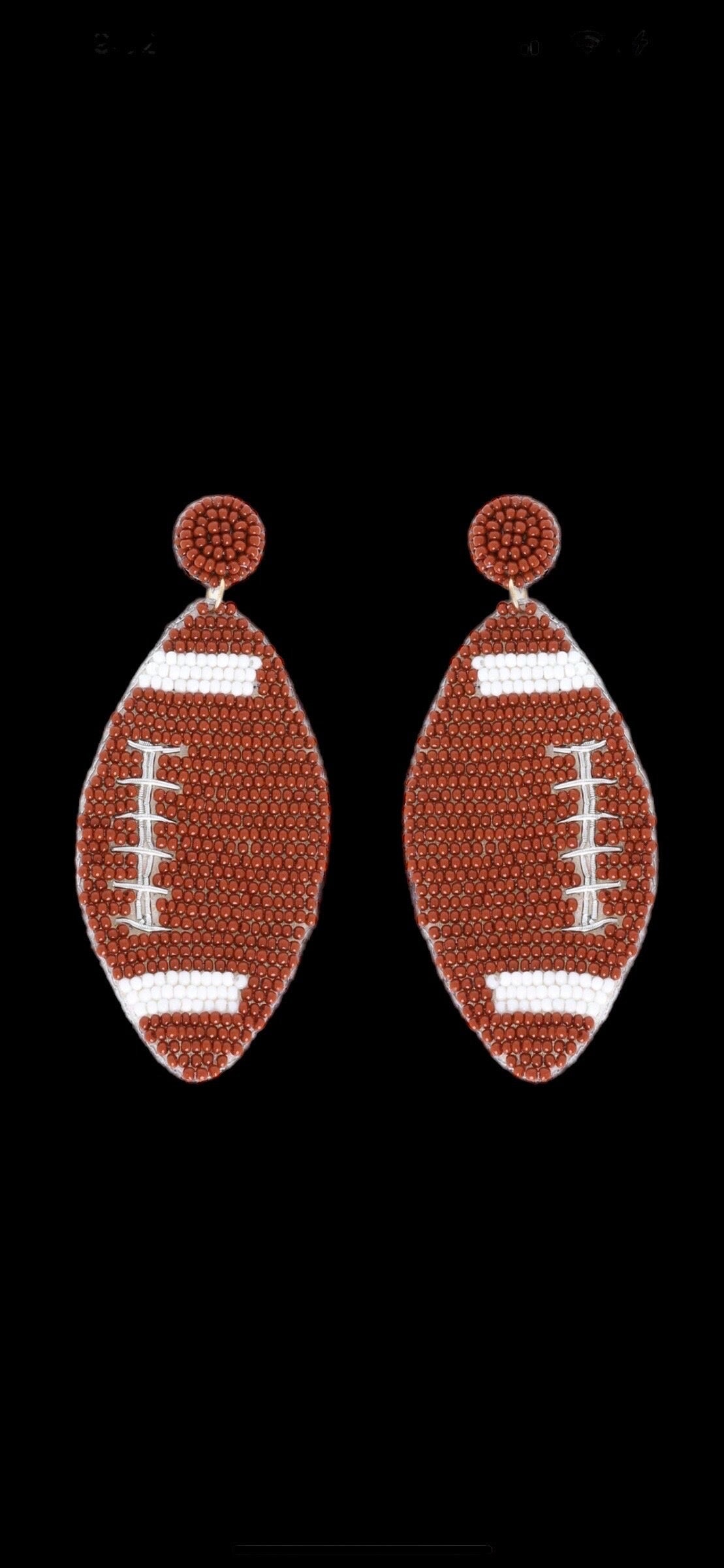 2 Tier Football Beaded Earrings