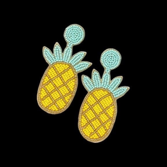 Pineapple Beaded Dangle Earrings