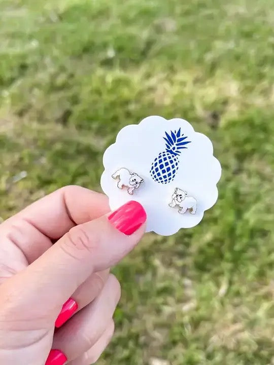 Bulldog Enamel Stud Earrings