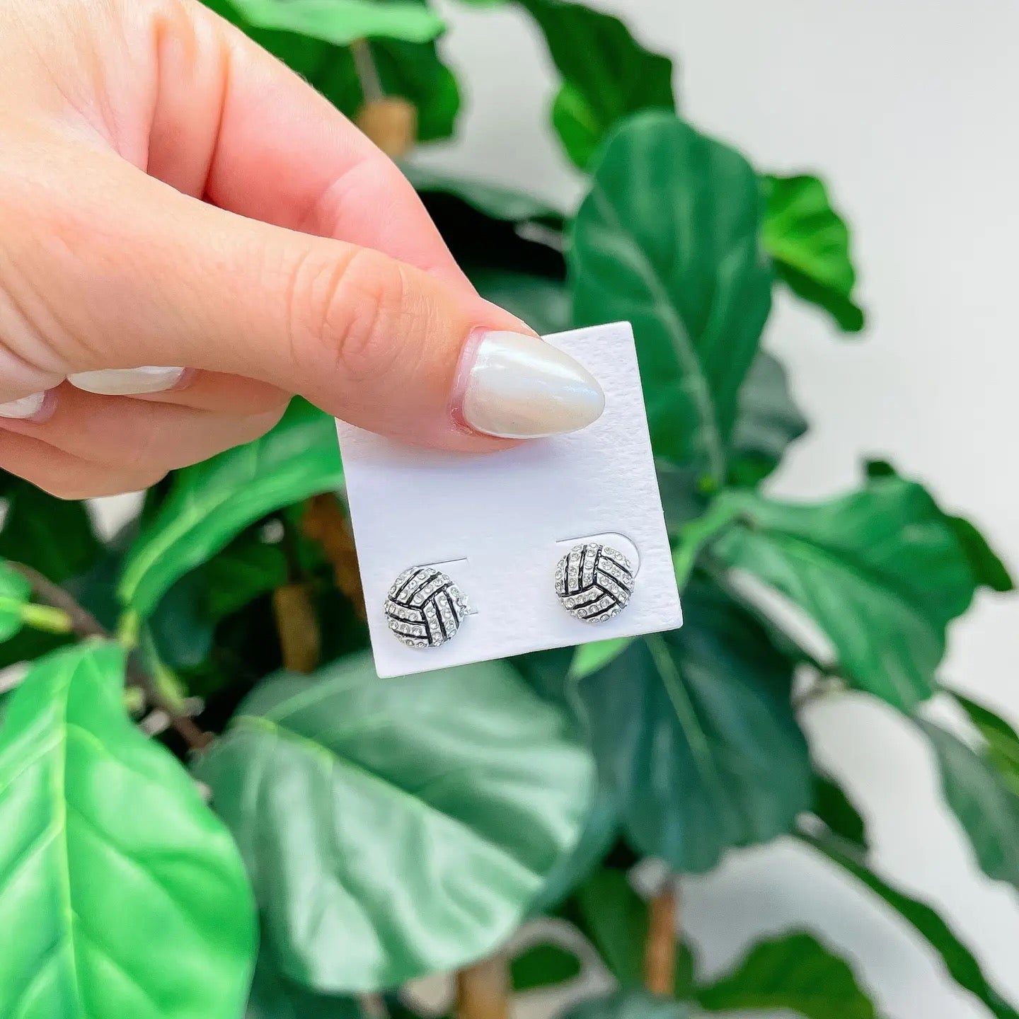 Petite Pave Vollyball Stud Earrings