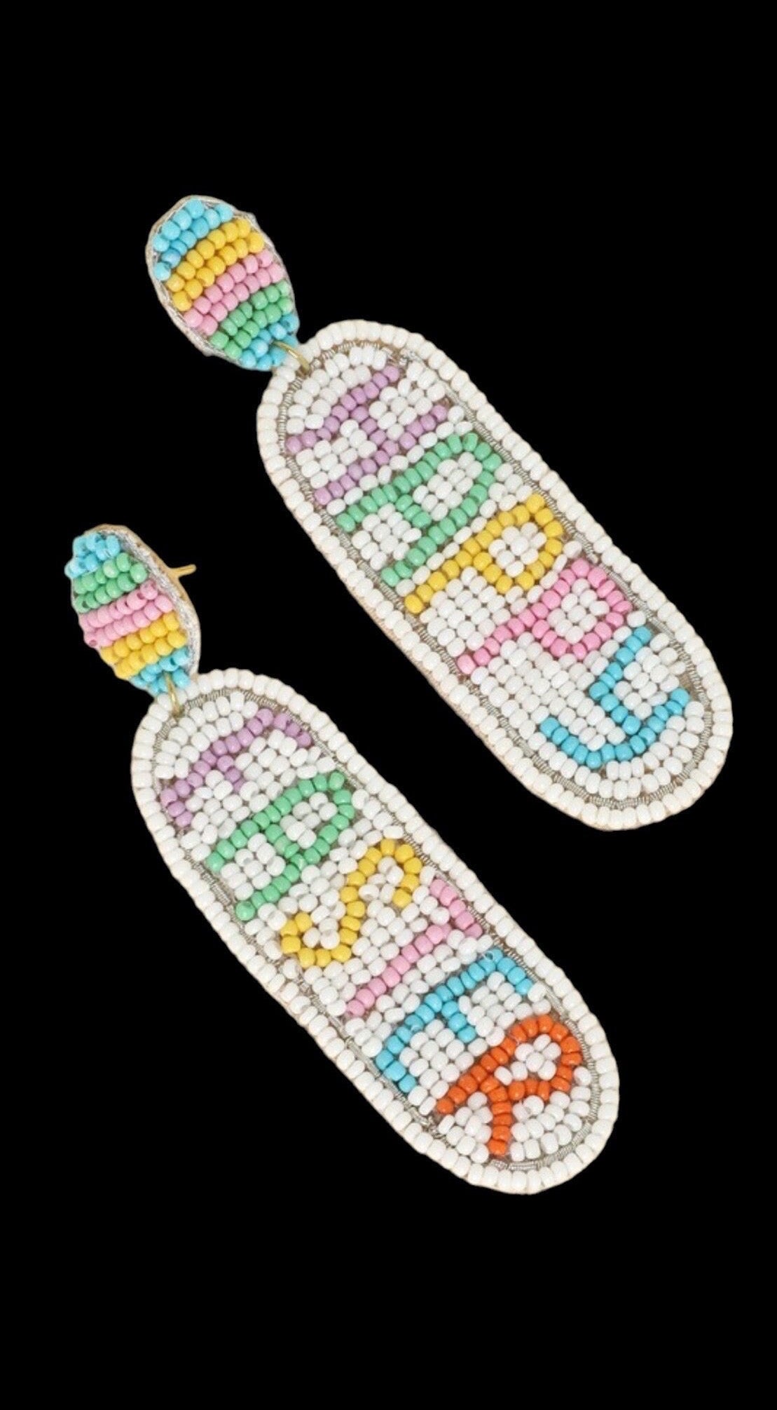 Happy Easter Beaded Earrings