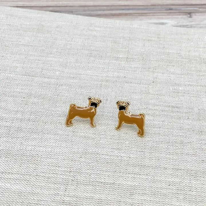 Pug Enamel Stud Earrings