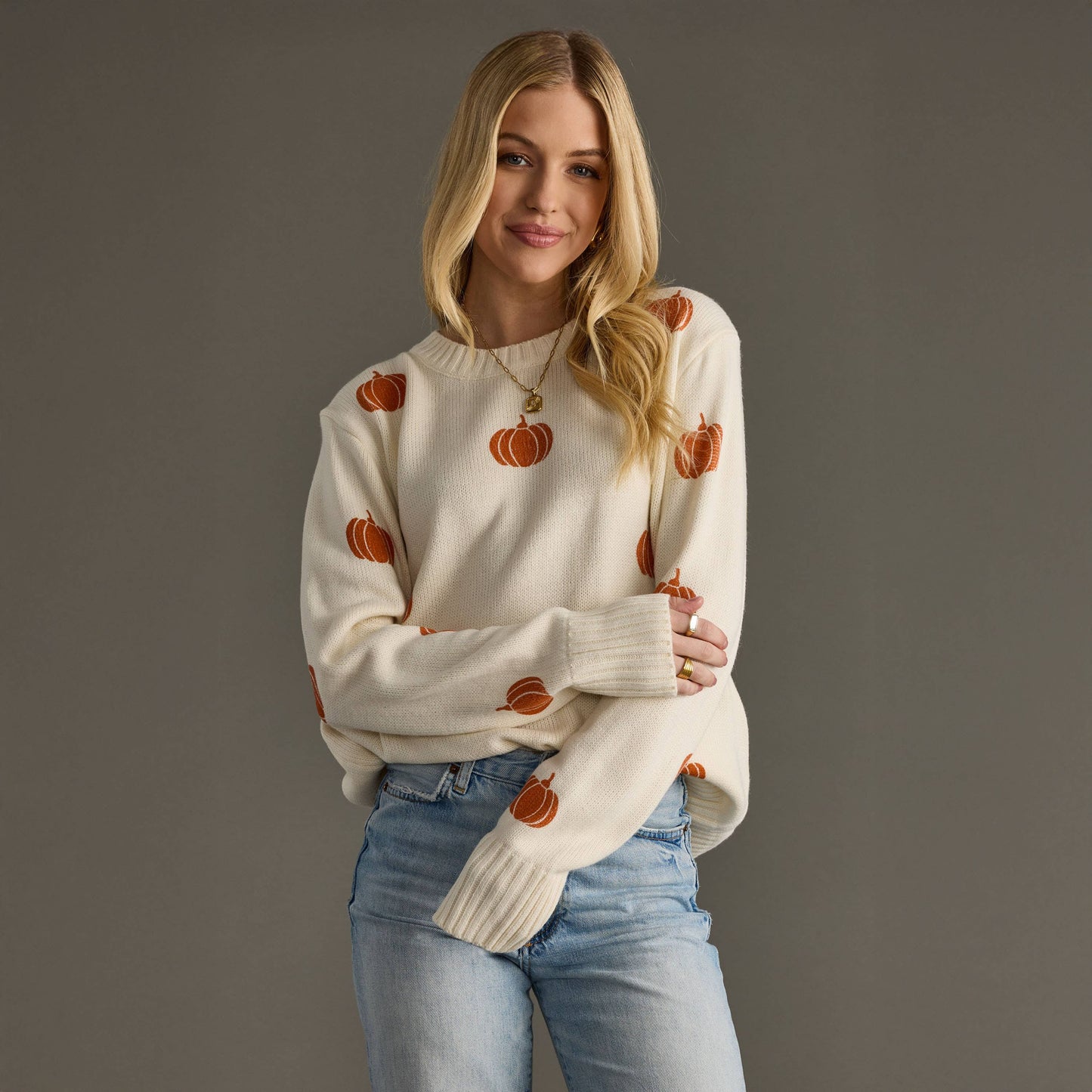 Cream Pumpkin Knit Sweater