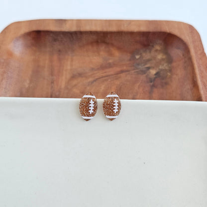 Glitter Football Studs // Game Day, Jewelry, Earrings