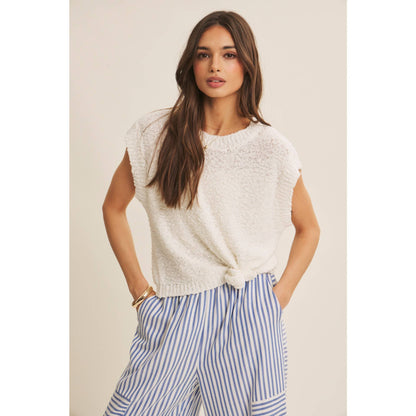 SALT-AIR TEXTURED STRIPE WIDE-LEG PANTS WITH POCKETS