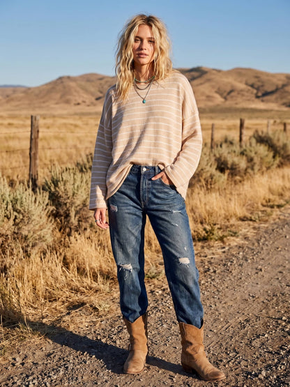 Oversized Lightweight Striped Sweater