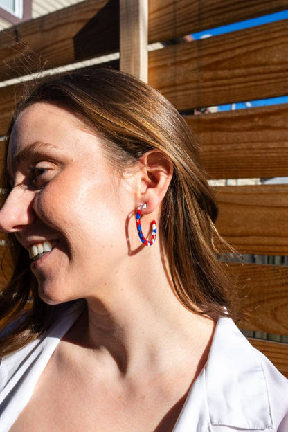 Camy Hoops - Red, White & Blue // Jewelry, Earrings, 4th of July