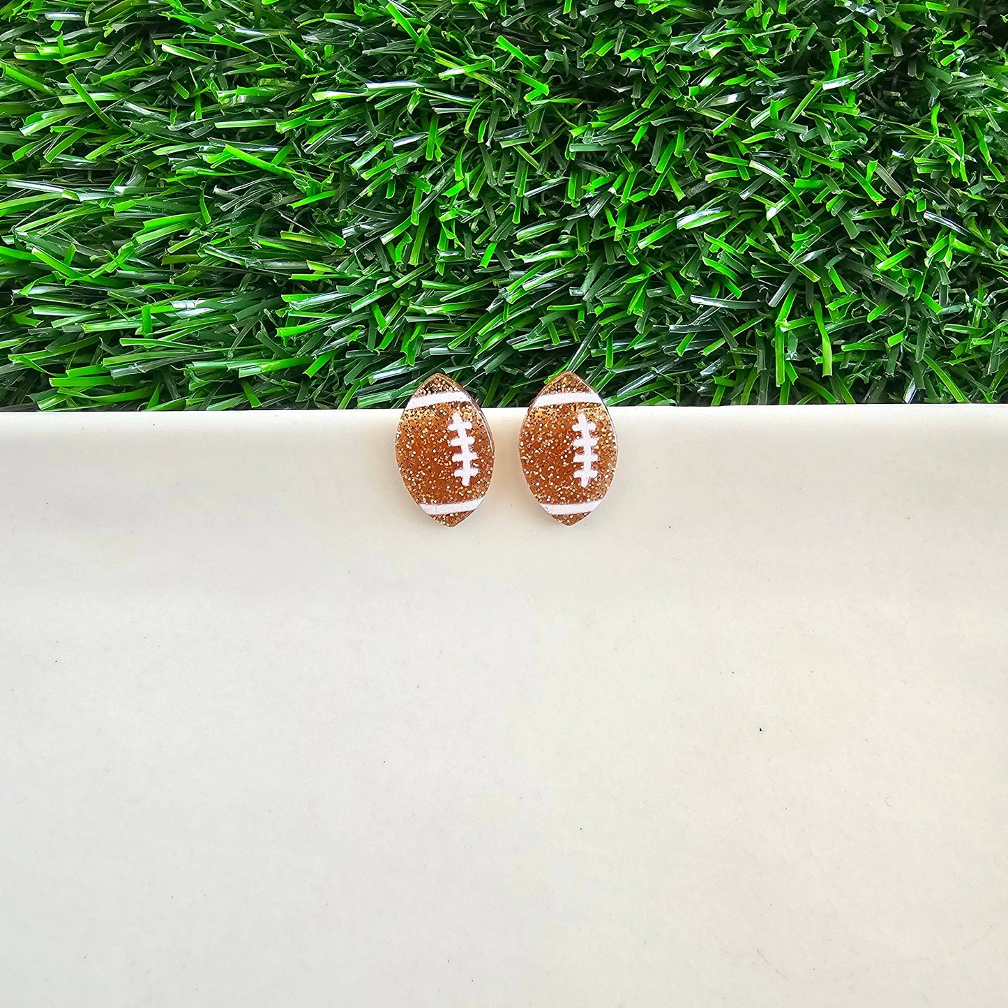 Glitter Football Studs // Game Day, Jewelry, Earrings