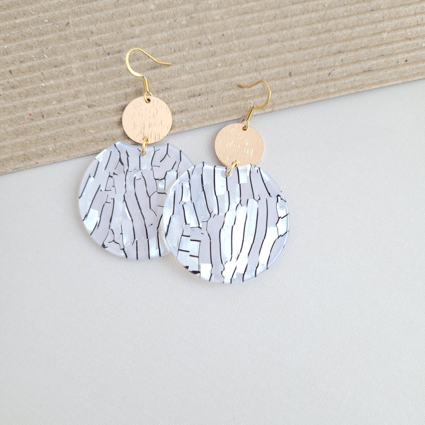 Zoey Earrings - Pearl Black Stripe