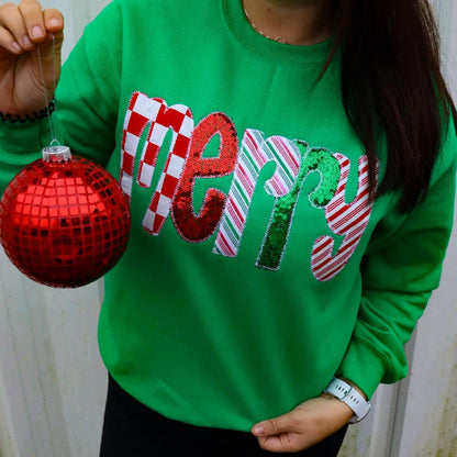 Merry Embroidered Christmas Sweatshirt