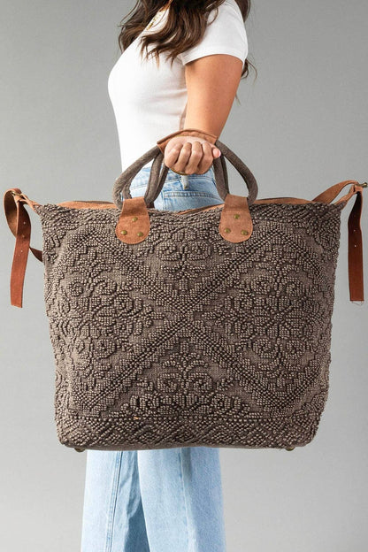 Brown Vintage Textured Tote Bag