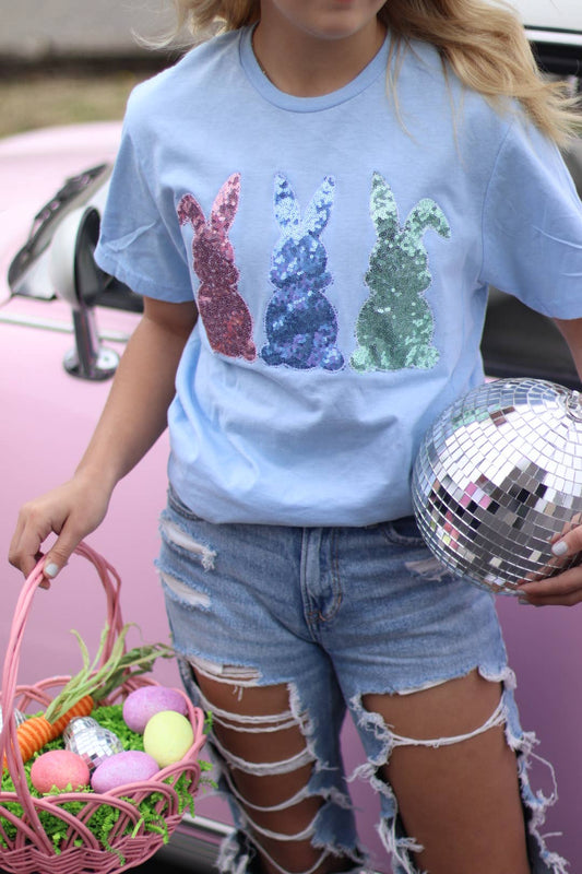 Easter Bunny Trio Handmade Short Sleeve T