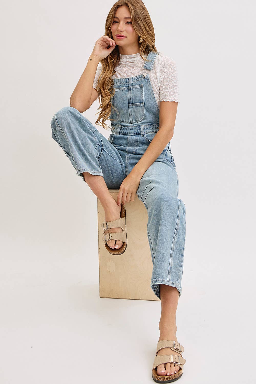 BARREL-LEG DENIM JUMPSUIT