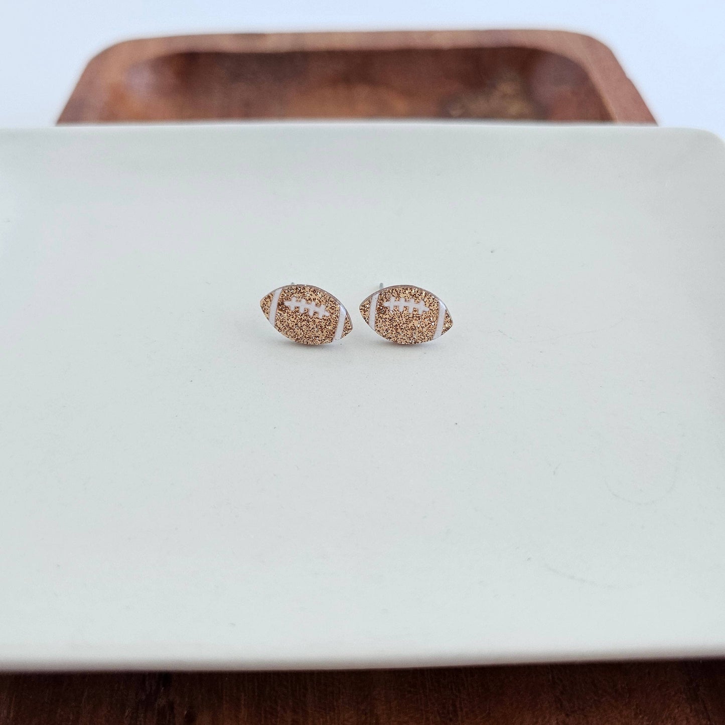 Glitter Football Studs // Game Day, Jewelry, Earrings