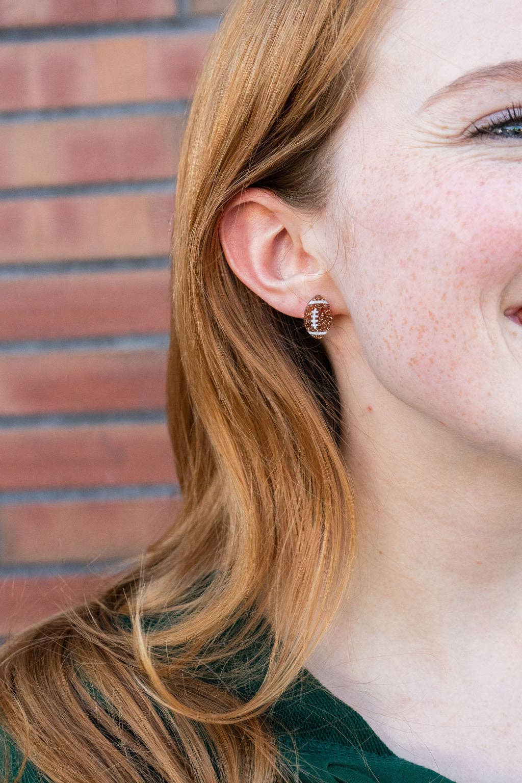 Glitter Football Studs // Game Day, Jewelry, Earrings