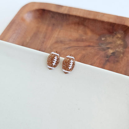 Glitter Football Studs // Game Day, Jewelry, Earrings