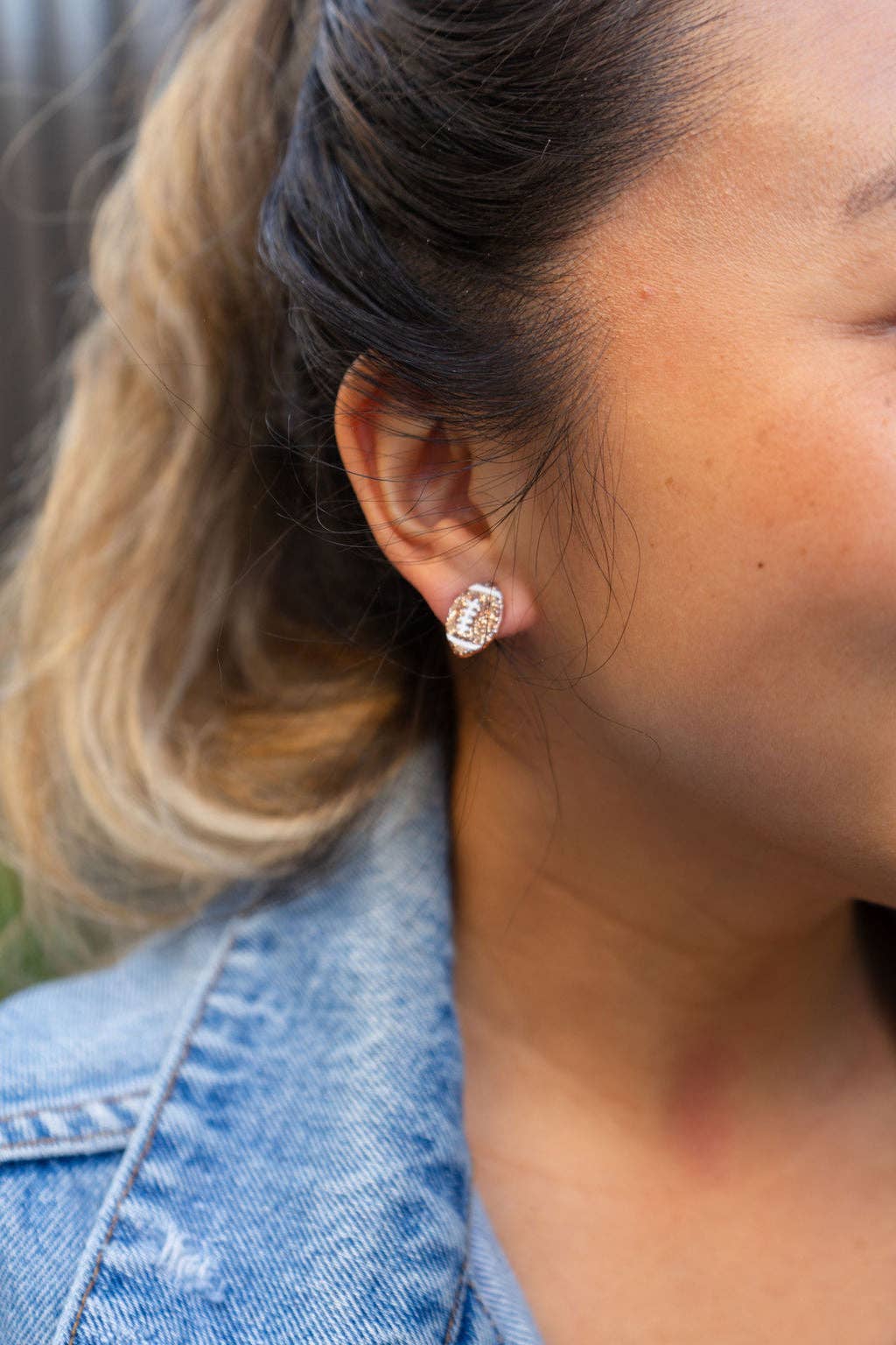 Glitter Football Studs // Game Day, Jewelry, Earrings