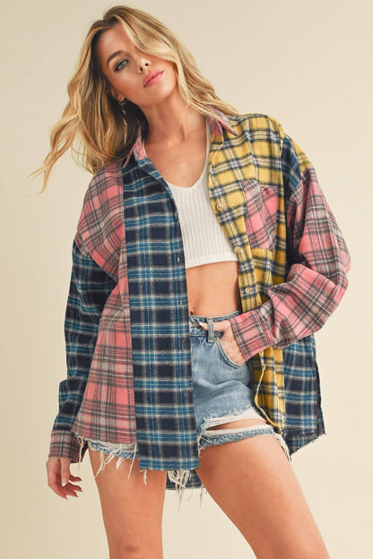 Multi Color Plaid Flannel Shirt