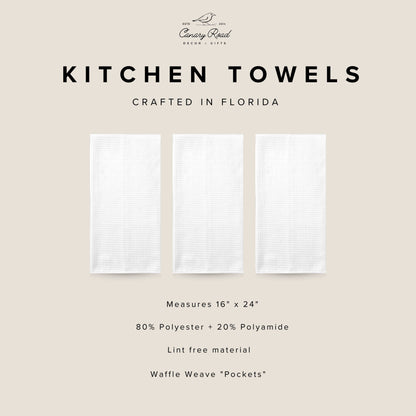 Lemon Stripe Citrus Summer Fruit Market Kitchen Towel Waffle