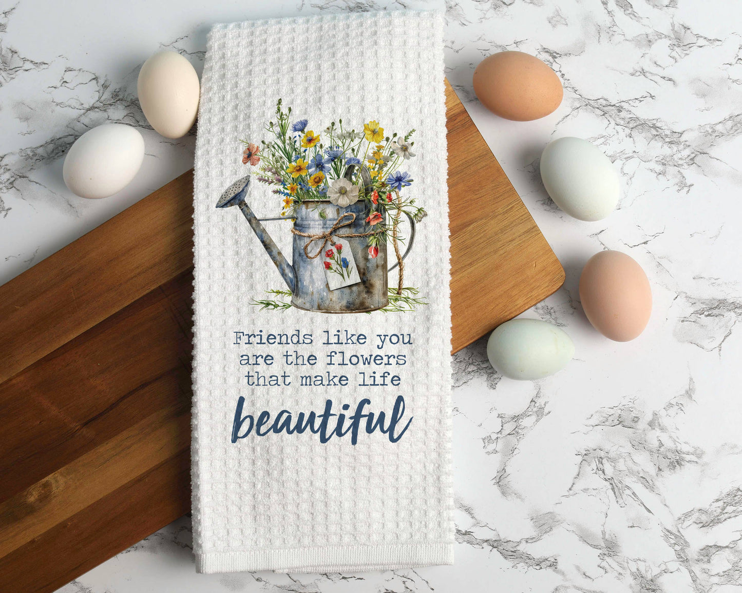 Friends Like Flowers Towel, Spring Floral Kitchen Decor