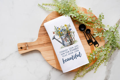 Friends Like Flowers Towel, Spring Floral Kitchen Decor