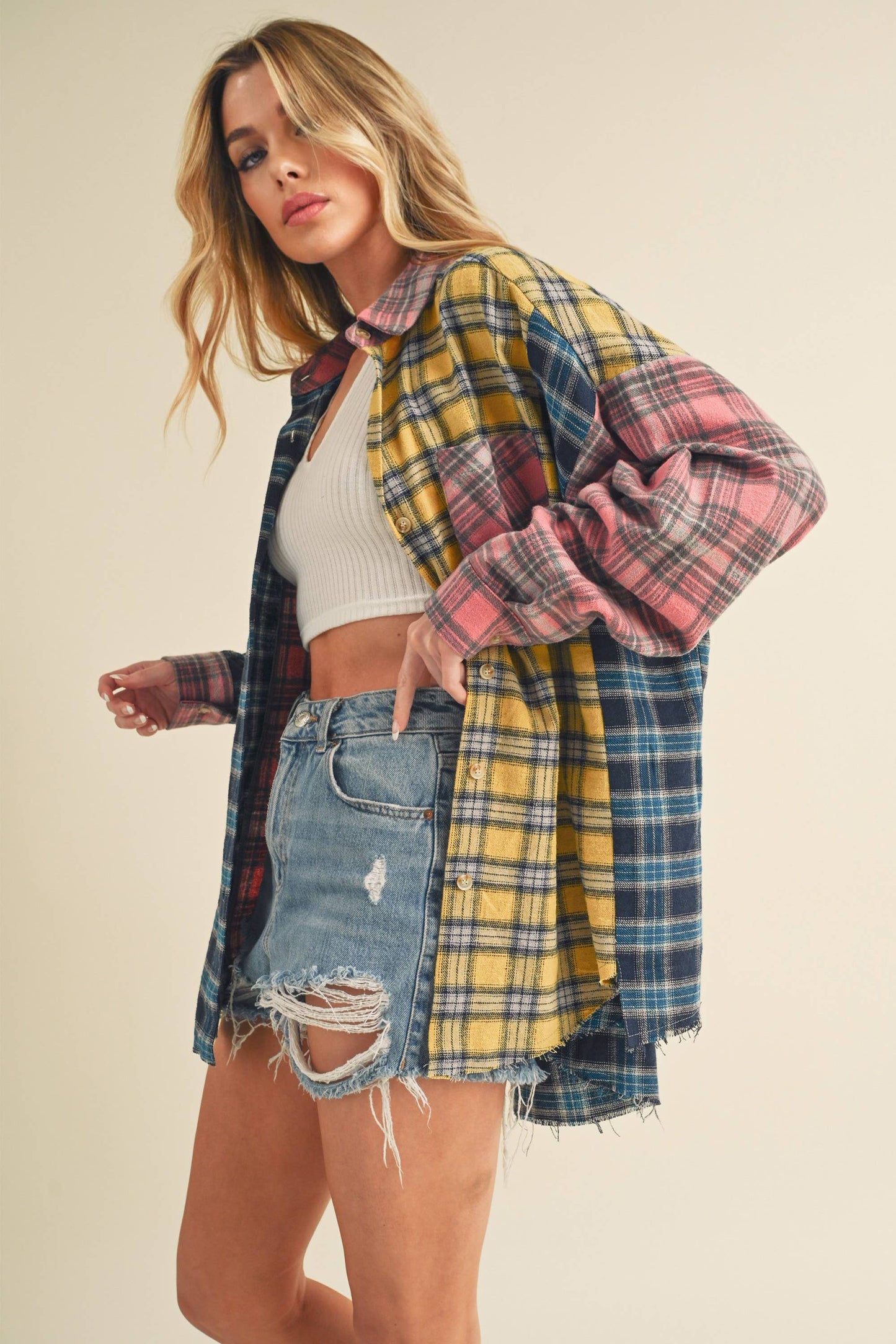 Multi Color Plaid Flannel Shirt