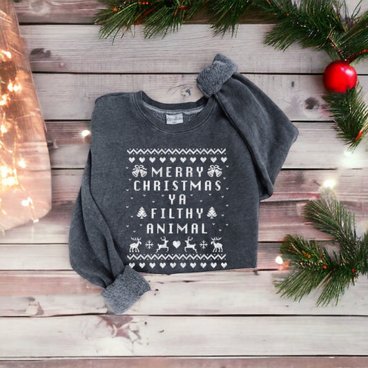 Merry Christmas Ya Filthy Animal Woman Sweatshirt