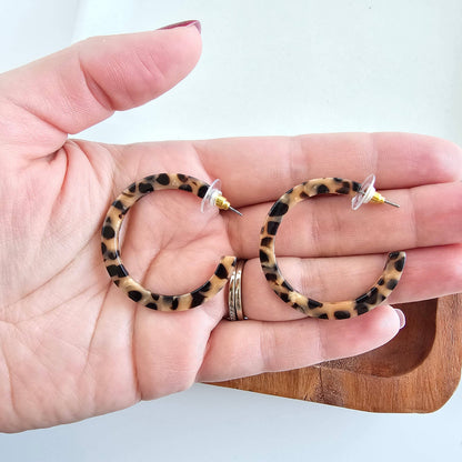 Camy Hoops - Cheetah Earrings