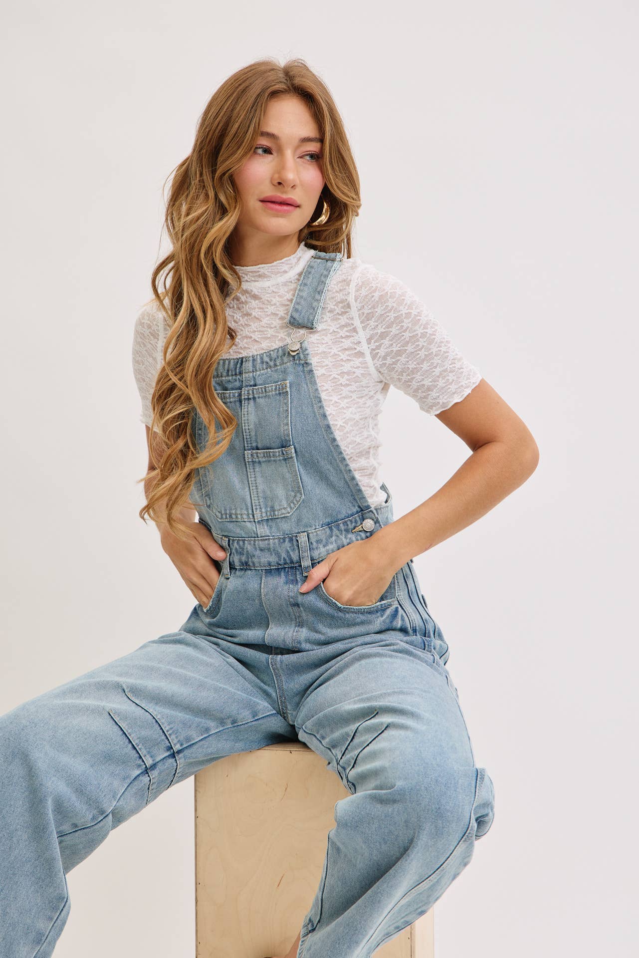 BARREL-LEG DENIM JUMPSUIT