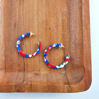 Camy Hoops - Red, White & Blue // Jewelry, Earrings, 4th of July