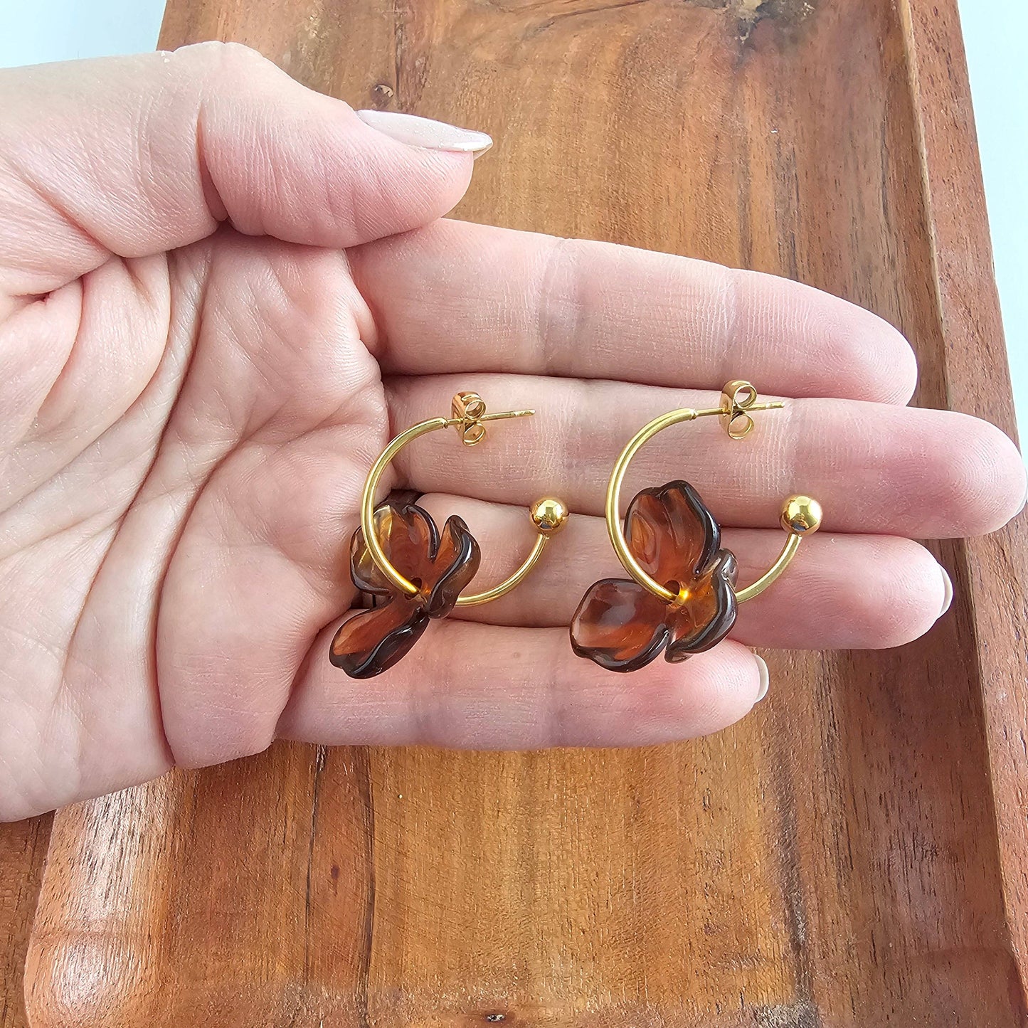 Magnolia Hoops - Amber // Jewelry, Earrings, Fall