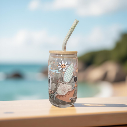 Beach Vibes Glass Cup