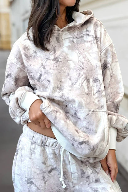 Abstract Print Hoodie & Drawstring 2pcs Pants Set | S-XL