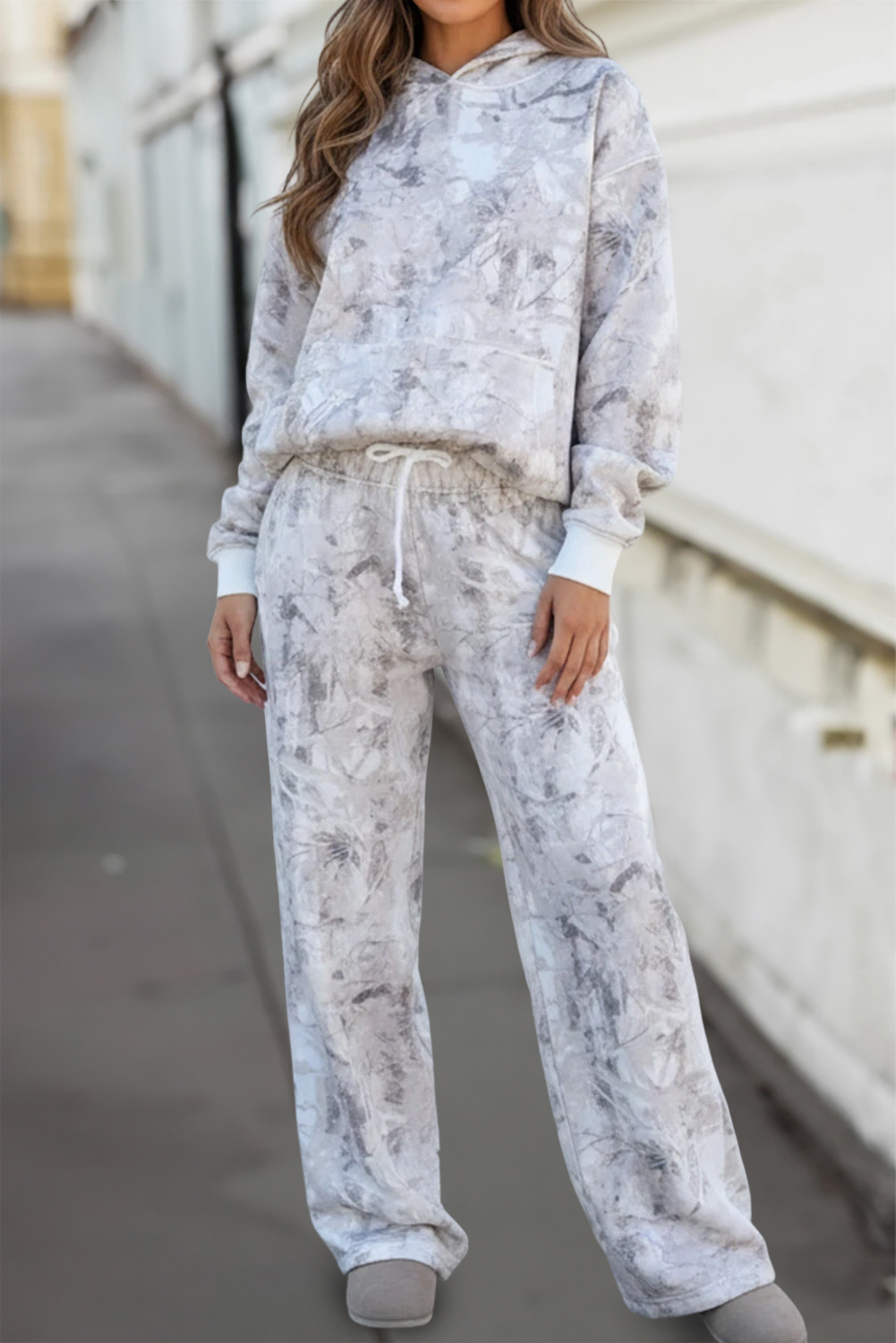 Abstract Print Hoodie & Drawstring 2pcs Pants Set | S-XL