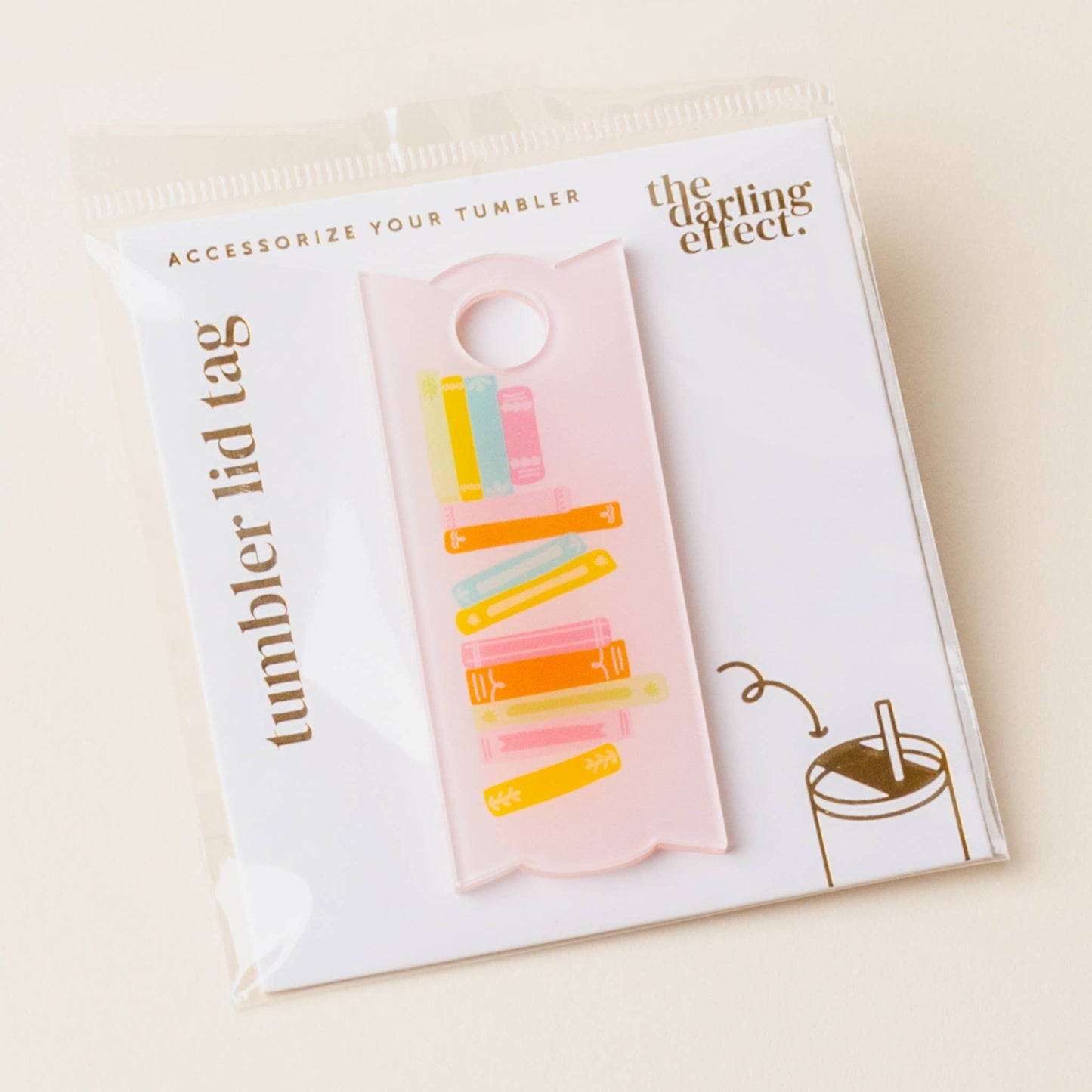 Tumbler Lid Tag-Books Stack