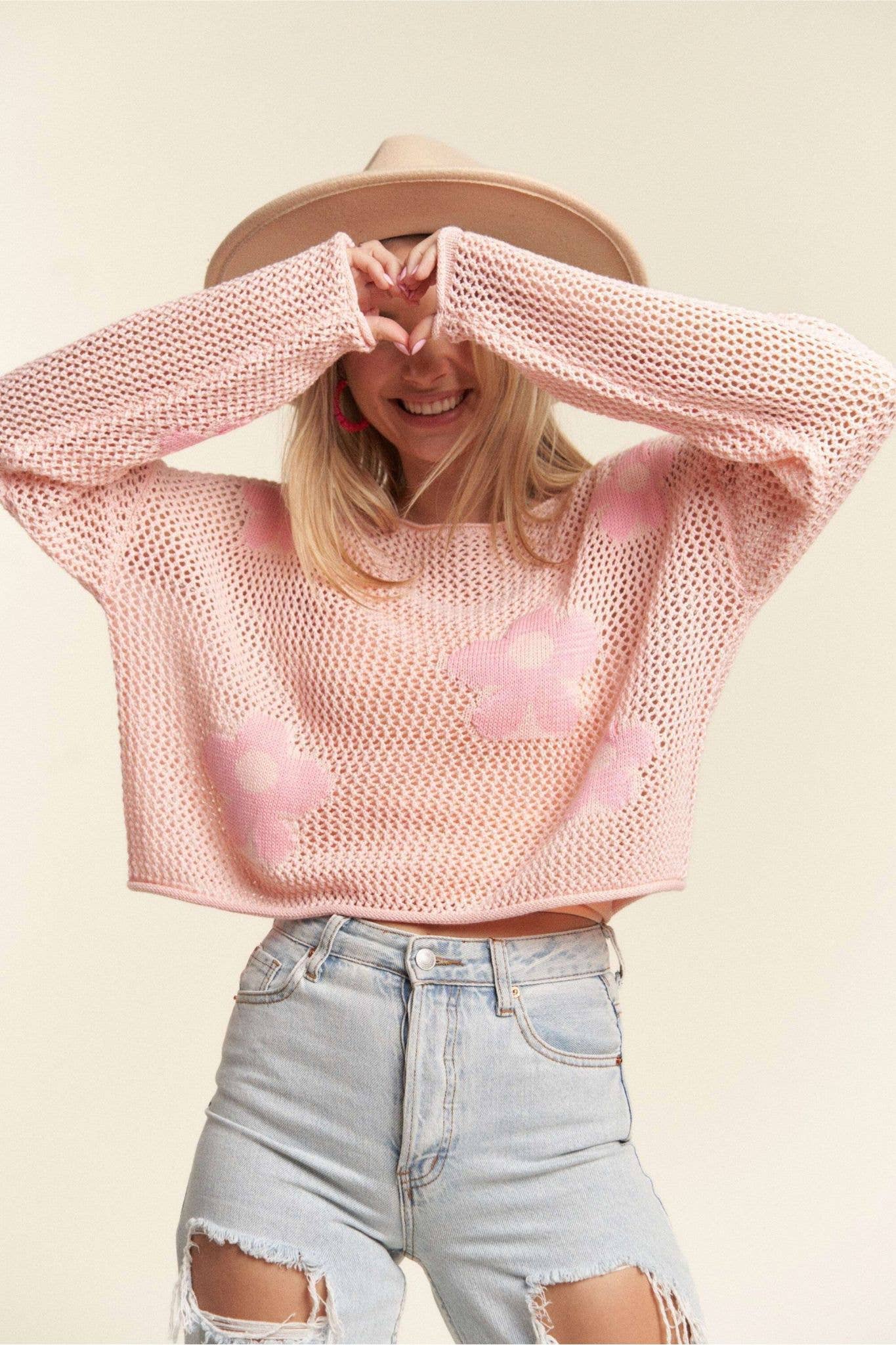 LIGHTWEIGHT FLORAL SWEATER TOP-