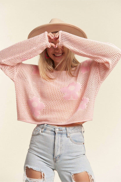 LIGHTWEIGHT FLORAL SWEATER TOP-