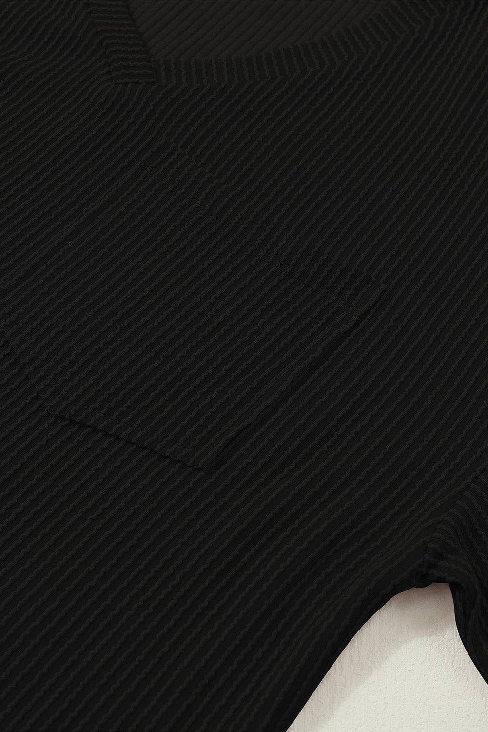 Women's Valerian Corded V Neck Chest Pocket Loose T-shirt