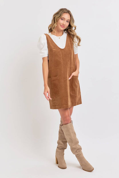 CASUAL OVERALL CORDUROY DRESS