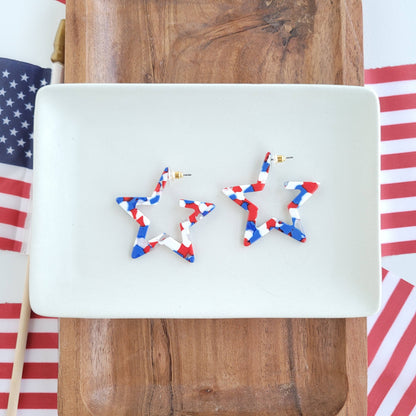 Star Hoops - Red, White & Blue // 4th of July Earrings