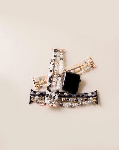 Leopard Calf Leather and Crystal Apple Watch Band