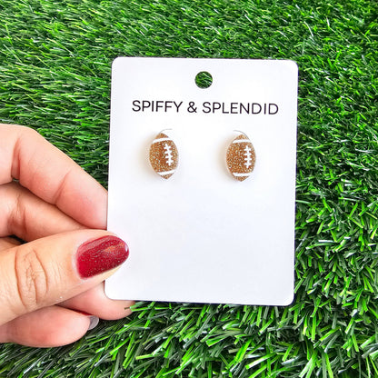 Glitter Football Studs // Game Day, Jewelry, Earrings