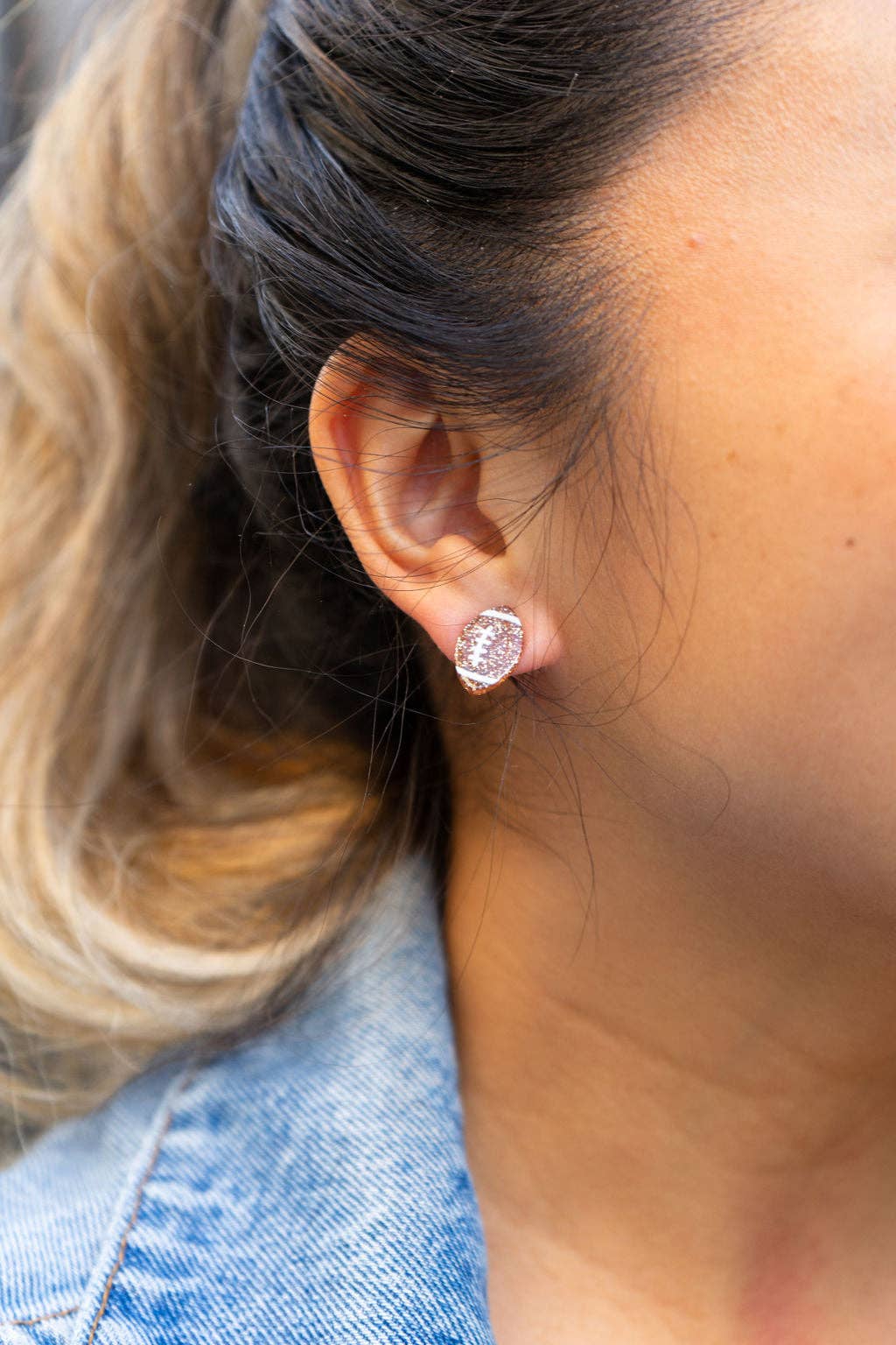 Glitter Football Studs // Game Day, Jewelry, Earrings